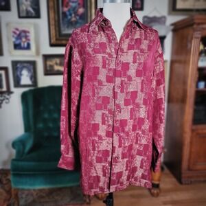 Inserch Fine Tailoring Dress Shirt NWT Burgundy Patterned Button-Up Shirt Mens M